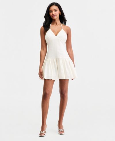 Bar III Women's Linen-Blend Drop-Waist Mini Dress, Macy's Exclusive