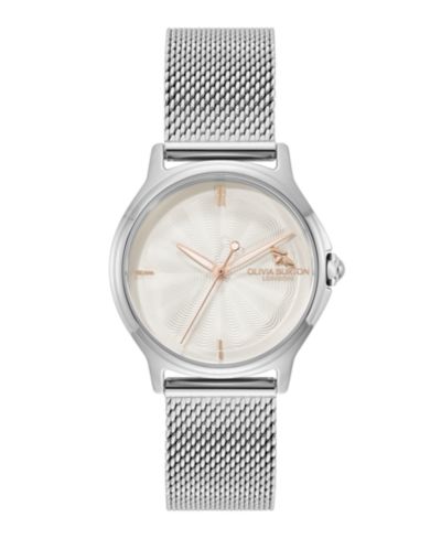 Olivia Burton Женские часы Olivia Burton OB Classic Bee Silver Tone Stainless Steel Mesh Bracelet 29.8mm
