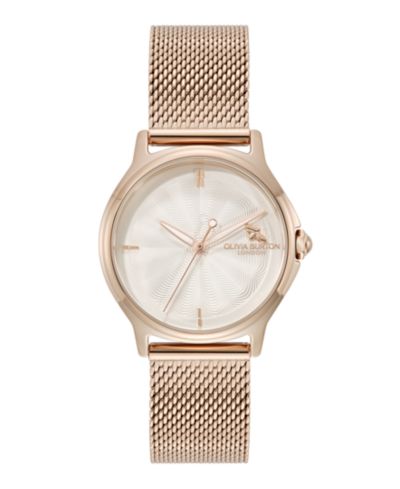 Женские наручные часы Olivia Burton OB Classic Bee Rose Gold Tone Stainless Steel Mesh 29.8mm