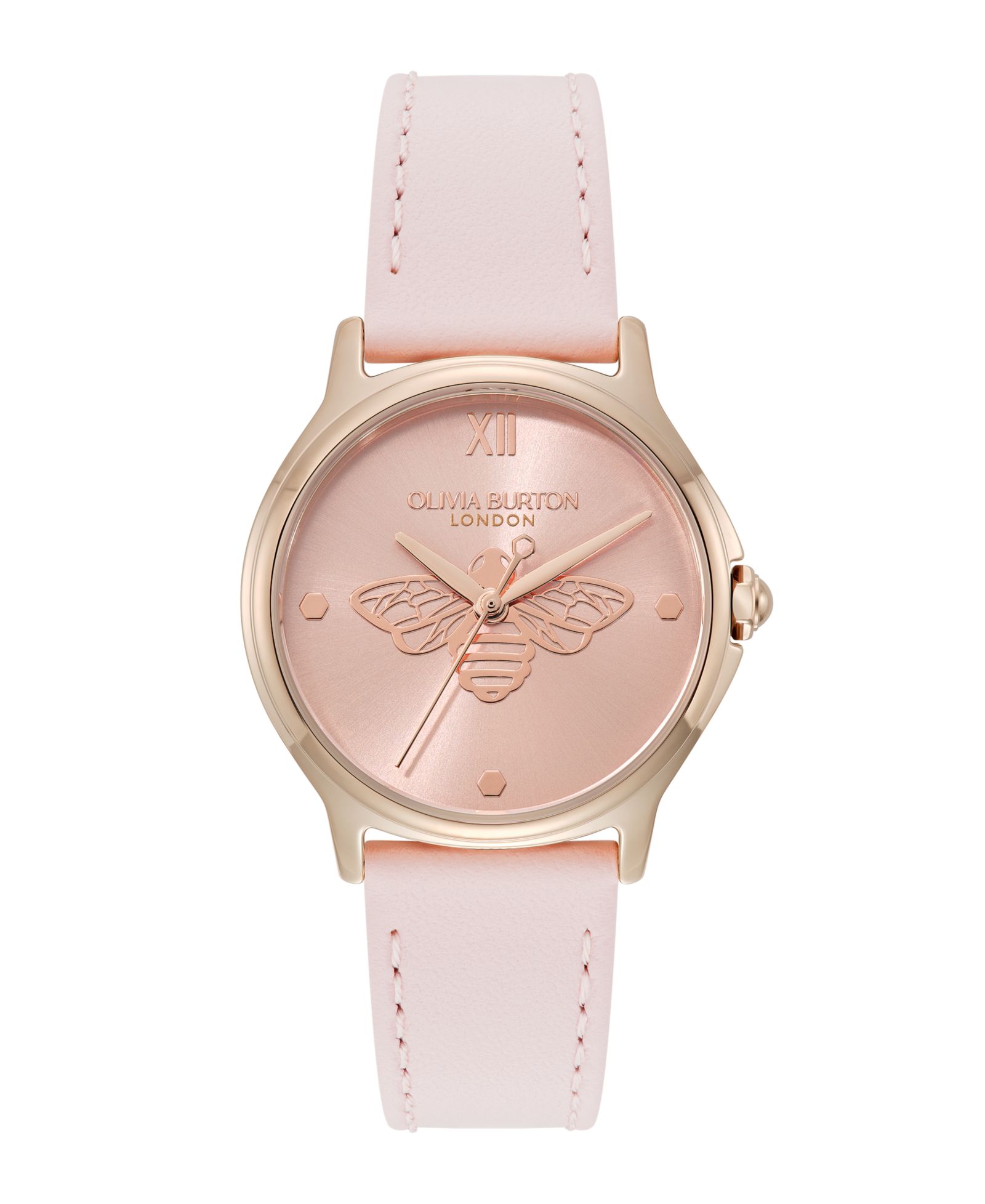 Olivia Burton Women's OB Classic Bee Primrose Leather Strap Watch, 29.8mm