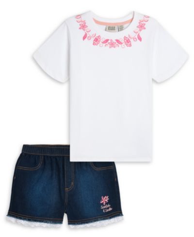 Комплект из 2 предметов SCOTCH & SODA: вышитый топ и джинсовые шорты для девочек