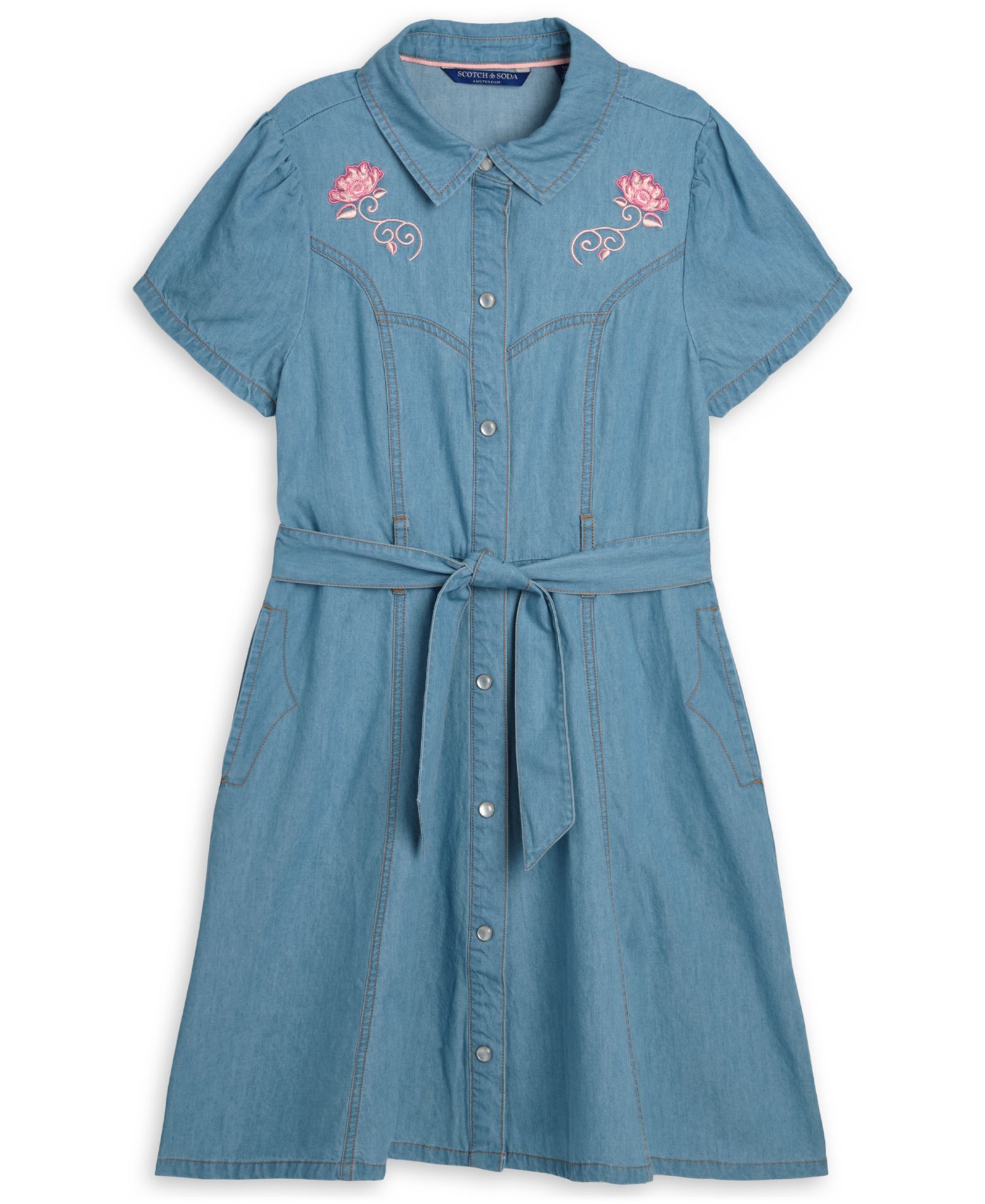Детское джинсовое платье-рубашка SCOTCH & SODA Embroidered Short-Sleeve