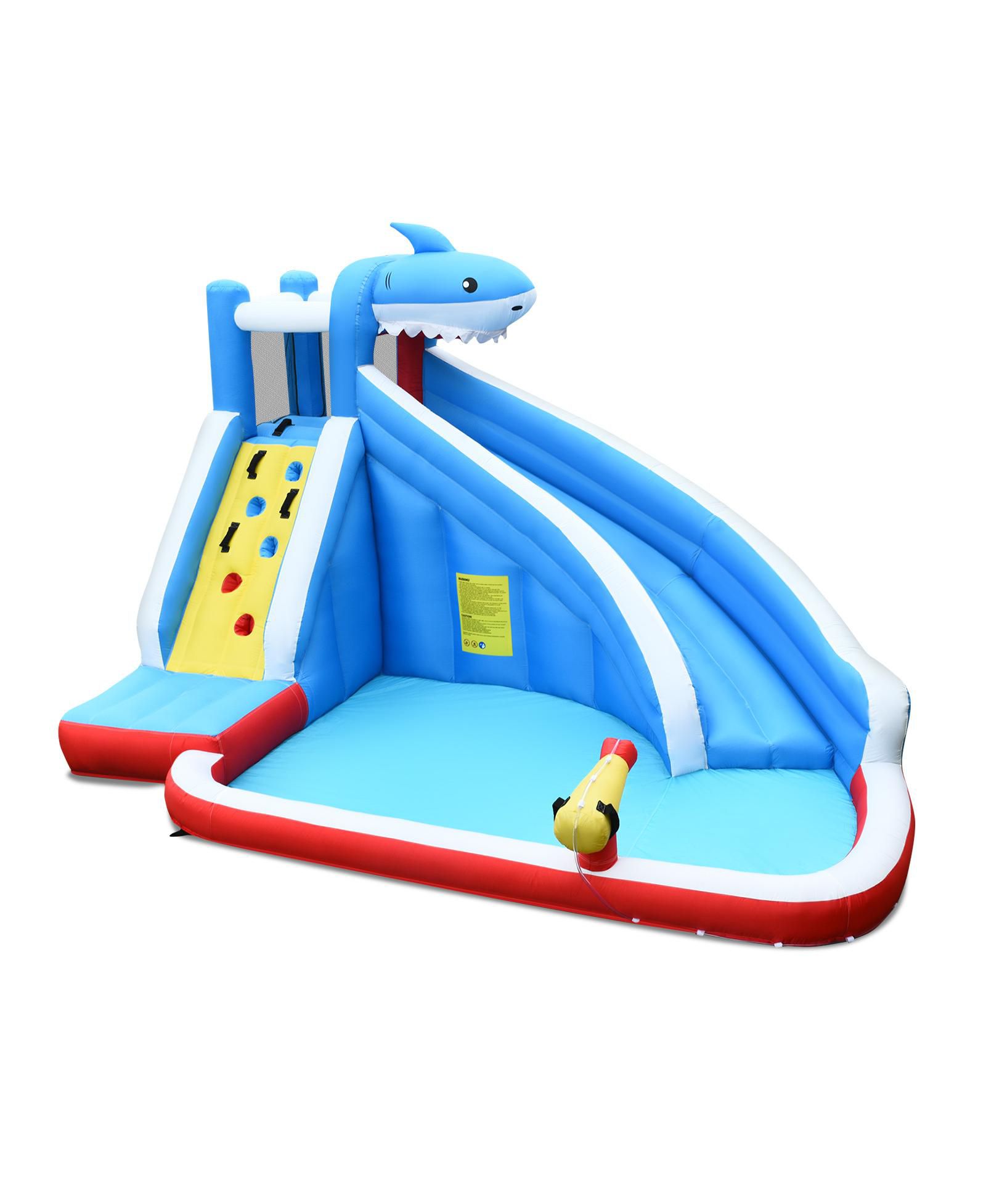 Mecale Inflatable Shark Bounce House with Water Slide & Climbing Wall, Ages 4-12