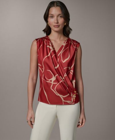 Donna Karan New York Women's Faux Wrap V-Neck Top