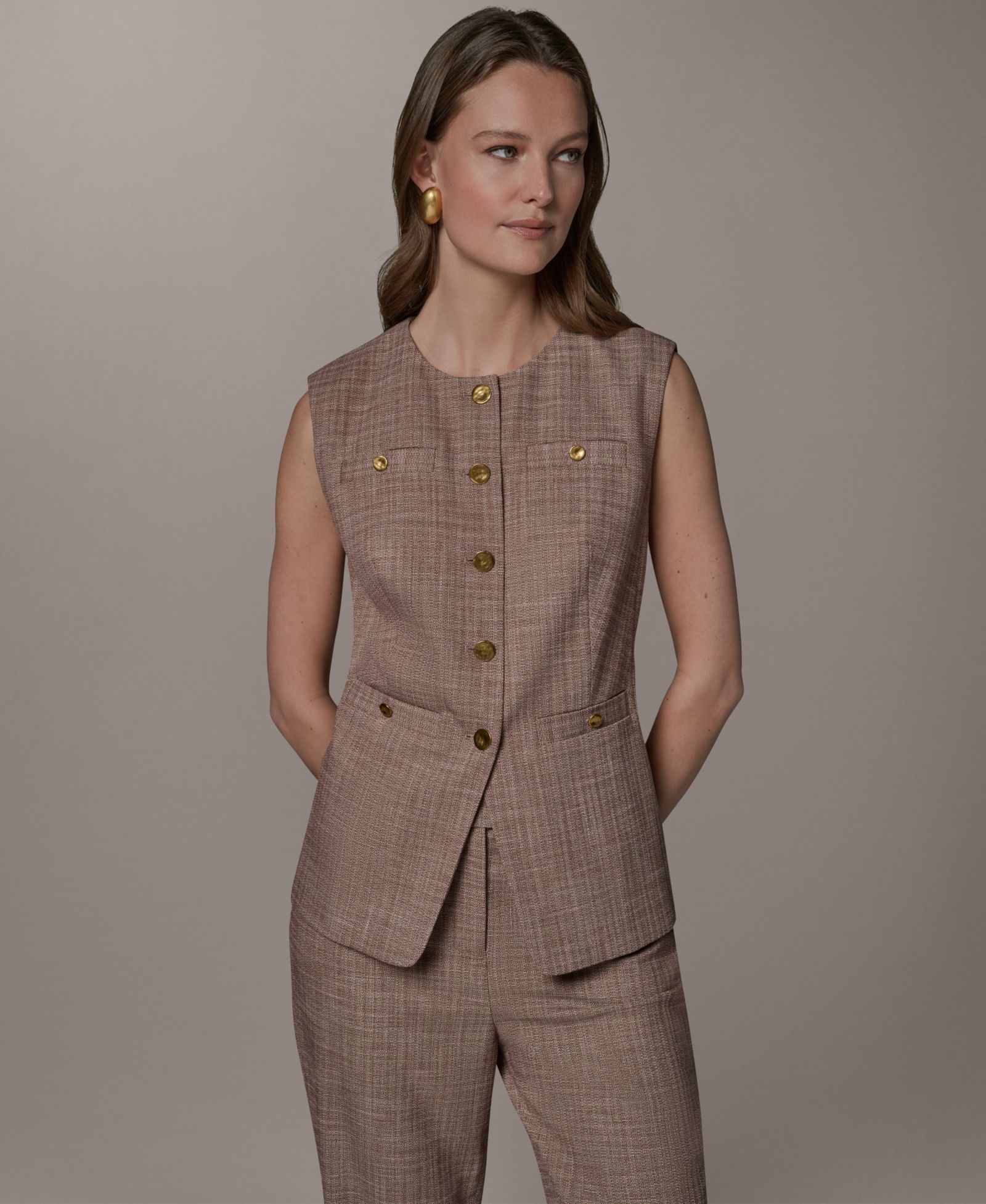 Женский жилет Donna Karan New York Crewneck Button-Front