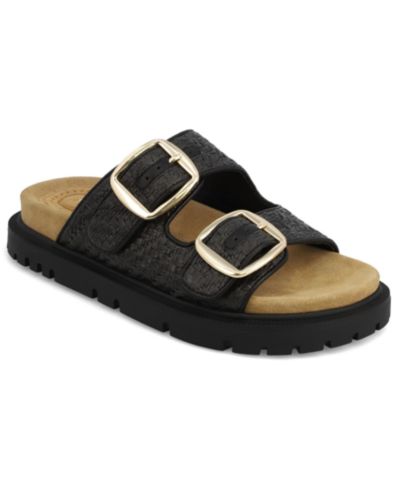 MIA Women's Monica Woven Double Buckle Slip-On Sandals
