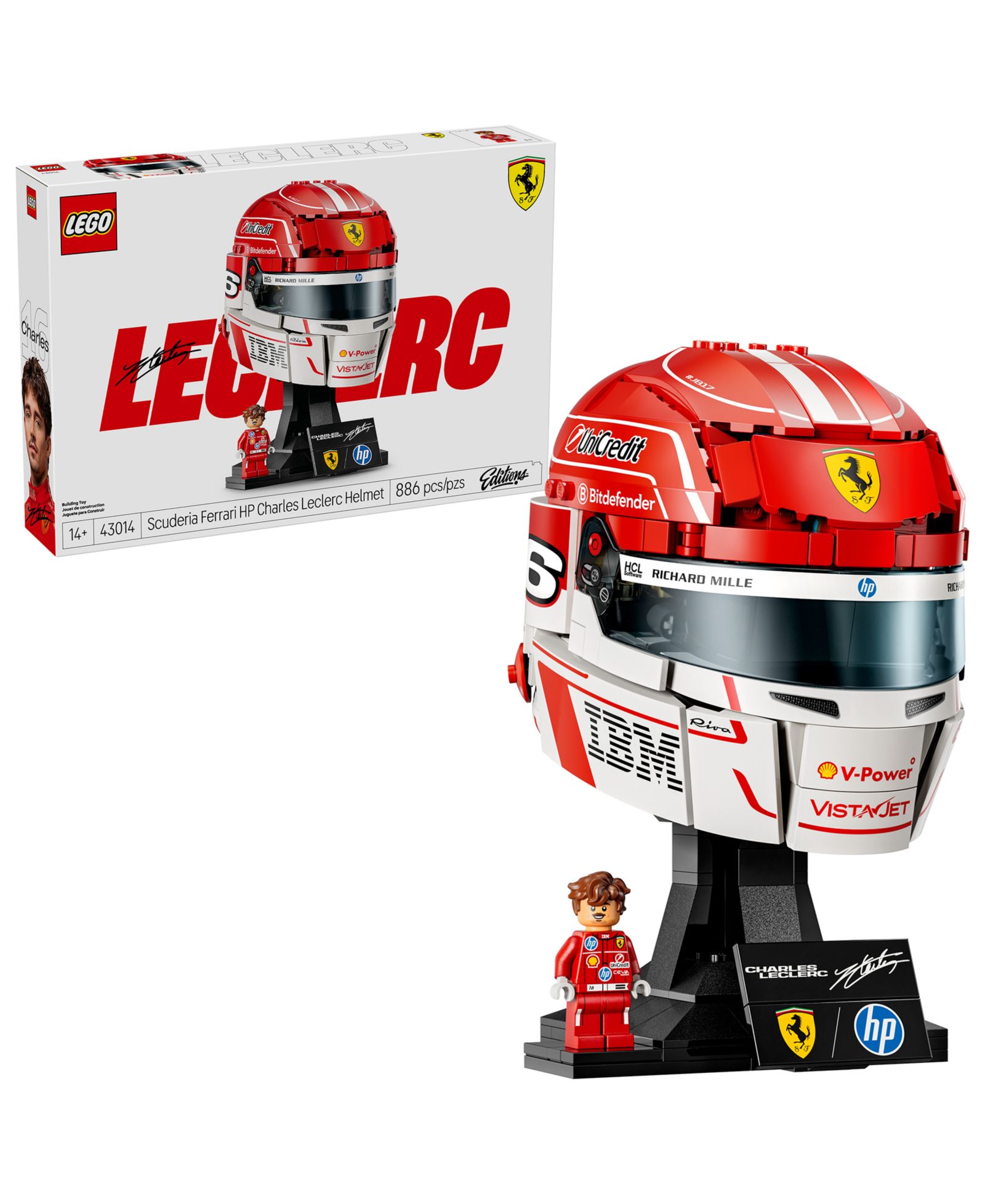 Шлем LEGO® Editions Scuderia Ferrari HP Charles Leclerc Helmet 43014, 886 Pieces