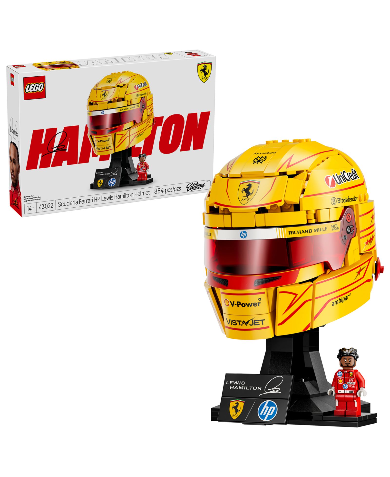 Конструктор LEGO® Editions Scuderia Ferrari HP Lewis Hamilton Helmet 43022, 884 Pieces
