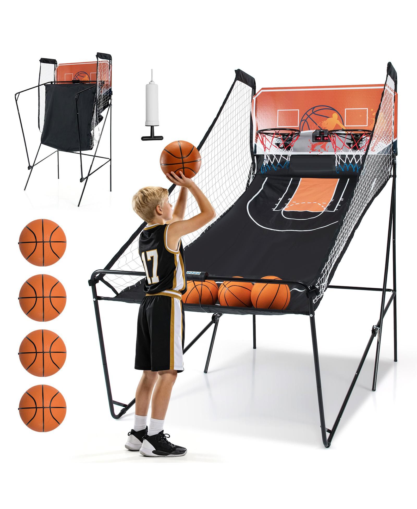 Mecale Basketball Arcade Game Collection Foldable 8-Mode LED Scoreboard, Ages 8+