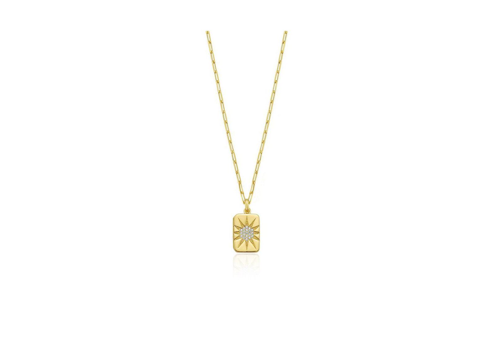 The Lovery Starburst Locket Necklace 14K Plated Sterling Silver