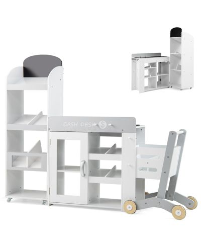 Mecale Grocery Store Convertible 2-Piece Playset with Shopping Cart, Ages 3+