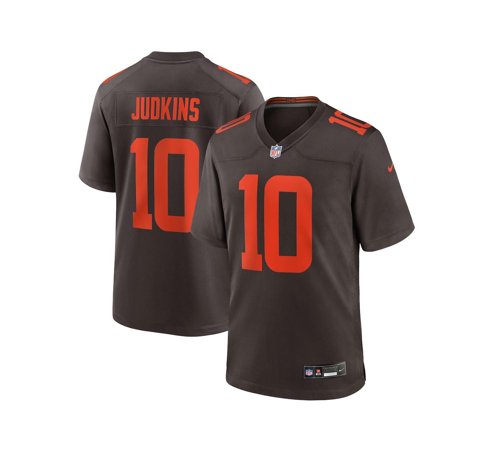 Мужская джерси Nike Quinshon Judkins Cleveland Browns Alpha Dawg Game, коричневая