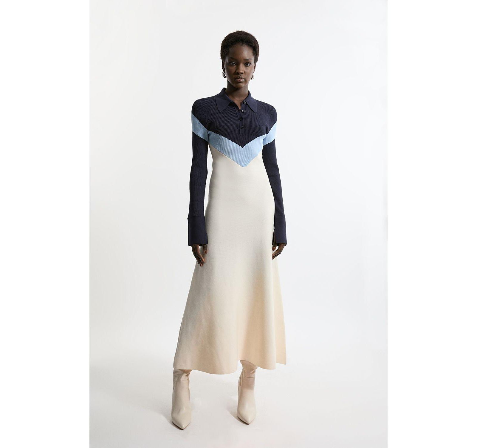 Karen Millen Женское трикотажное платье-поло макси