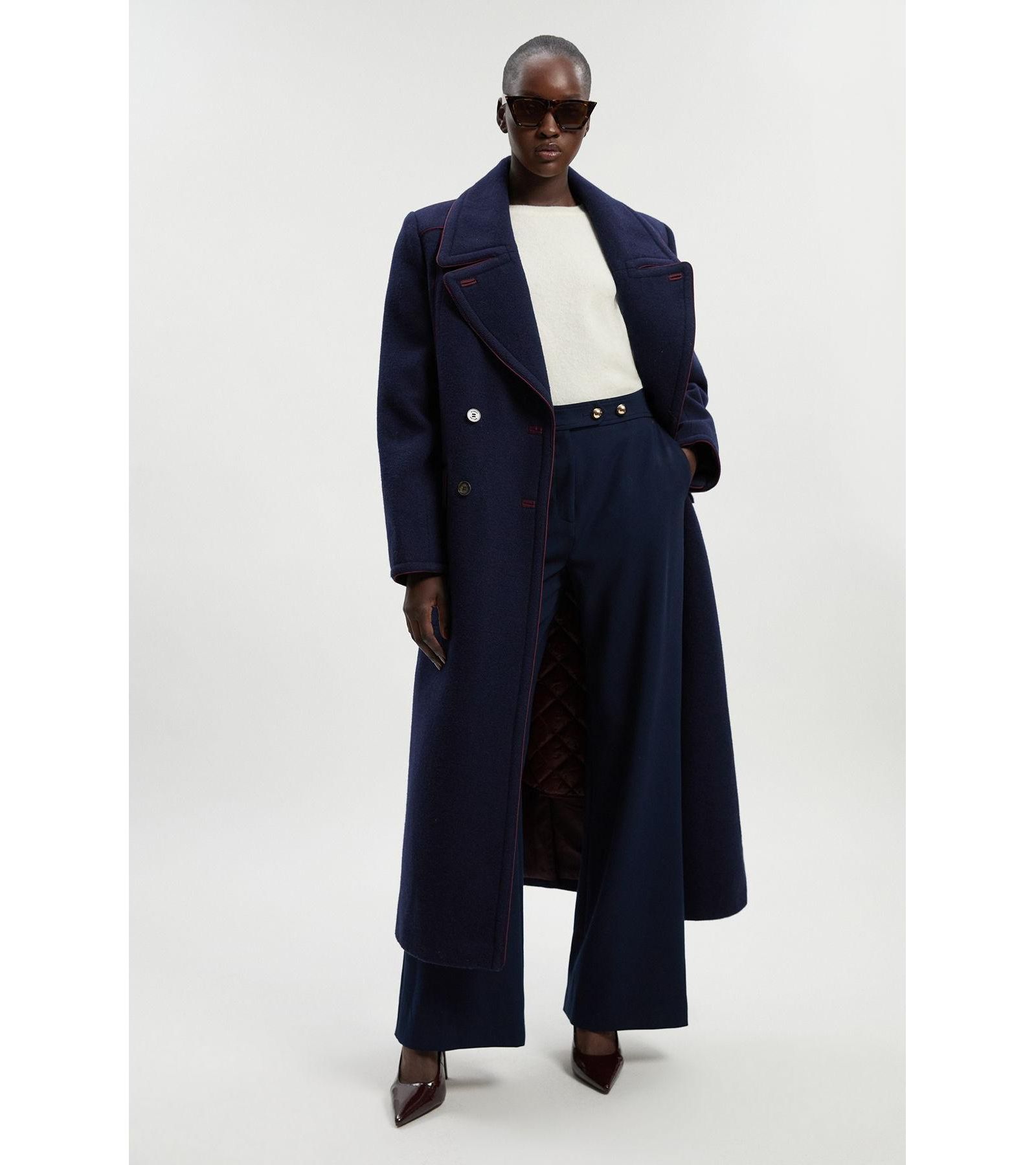 Karen Millen Women's Tailored Padded Lined Midi Coat