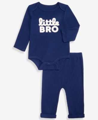 Детский комплект First Impressions Baby Boys' Little Bro Bodysuit & Pants, 2-Piece Set