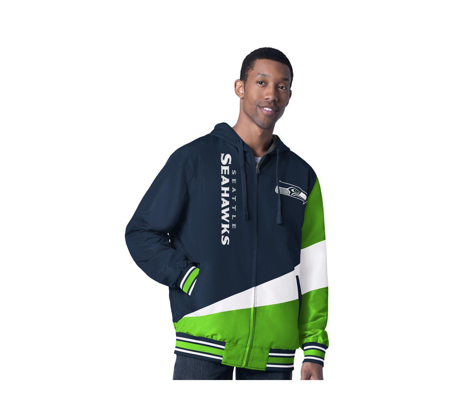 Мужская двусторонняя куртка с капюшоном G-III Sports by Carl Banks Seattle Seahawks Dual Threat, цвет College Navy/Charcoal