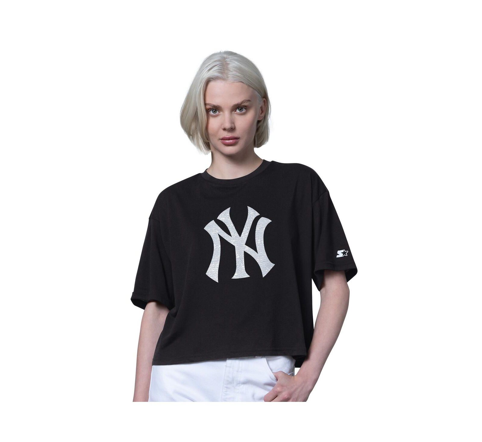 Женская укороченная футболка Starter Black New York Yankees Holy Grail Boxy