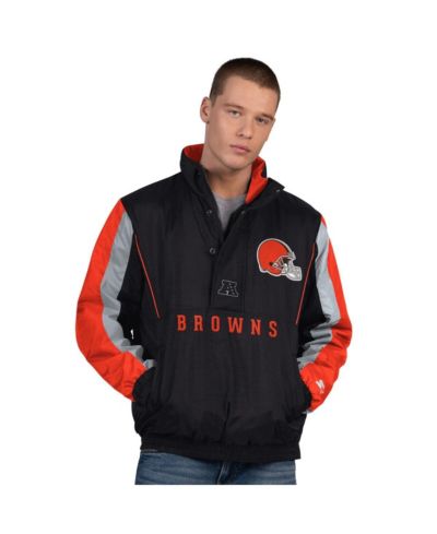 Мужская куртка Starter Men's Black Cleveland Browns Thursday Night Gridiron Half-Zip
