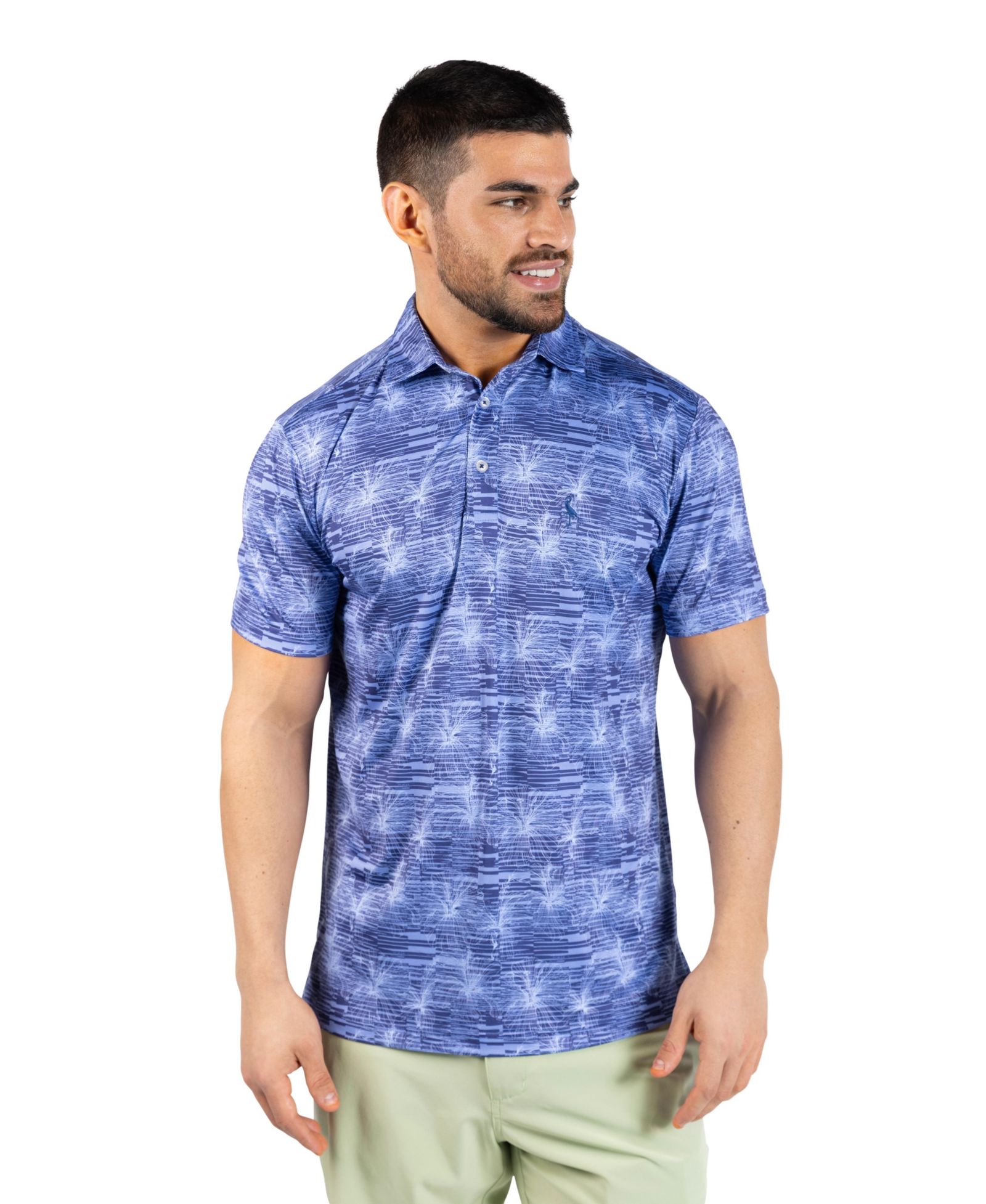 Tailorbyrd Men's Abstract Orchid Printed Performance Polo