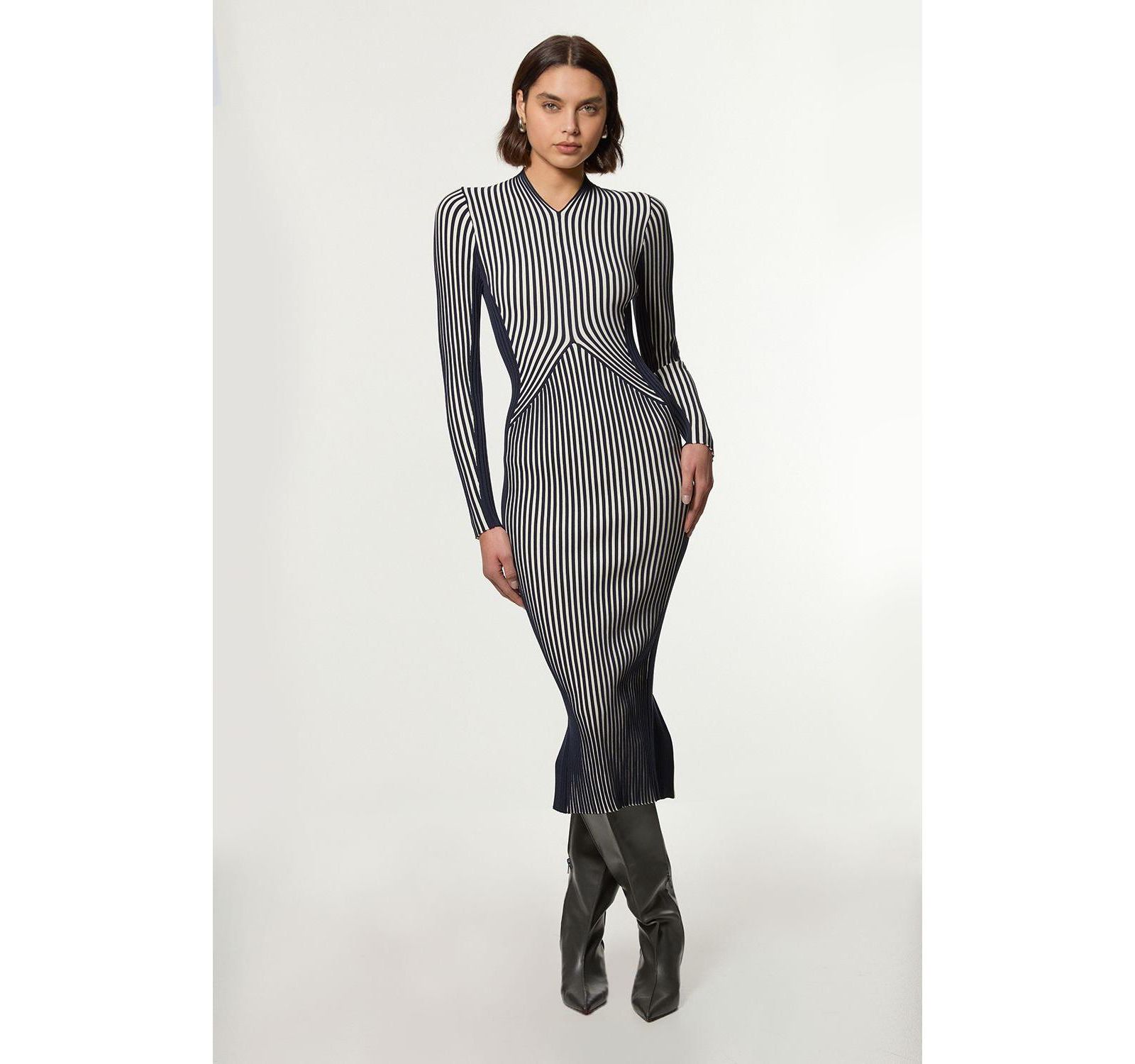 Karen Millen Women's Fitted Long Sleeve Midi Dress