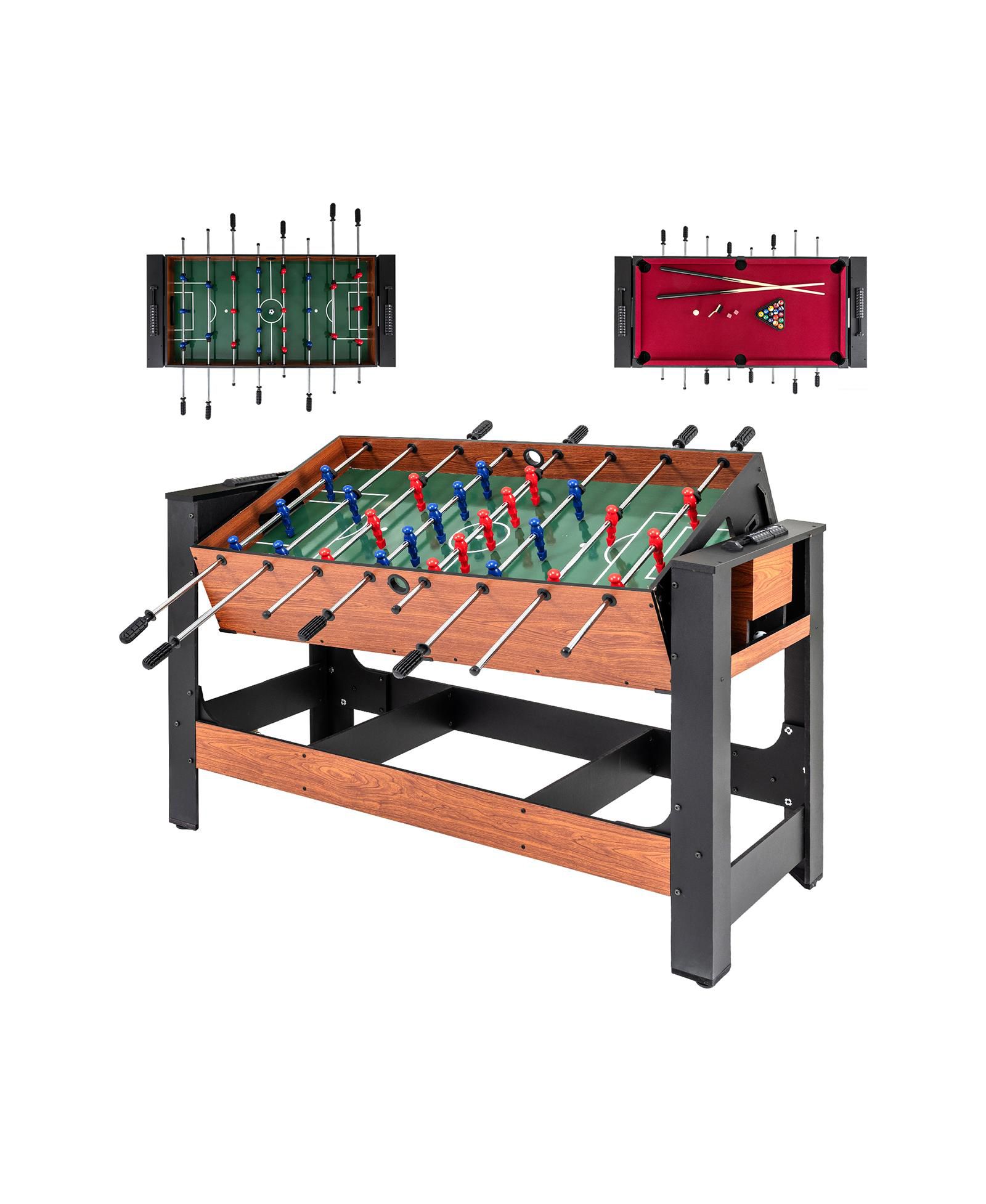 Игровой стол 2-в-1 Mecale: настольный футбол и пул, с ножками