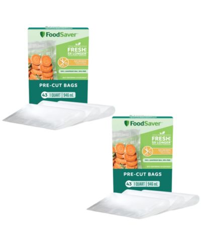 FoodSaver вакуумные пакеты для хранения Quart Pre-Cut, 43 шт, упаковка из 2 шт