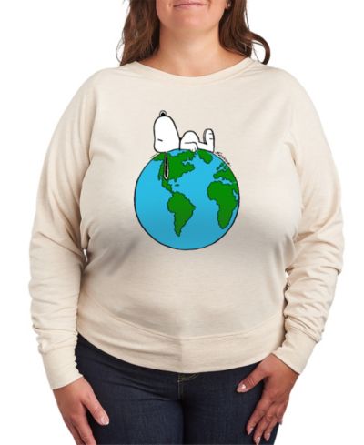 Футболка Hybrid Apparel Plus Size Peanuts Snoopy Earth French Terry Long-Sleeve