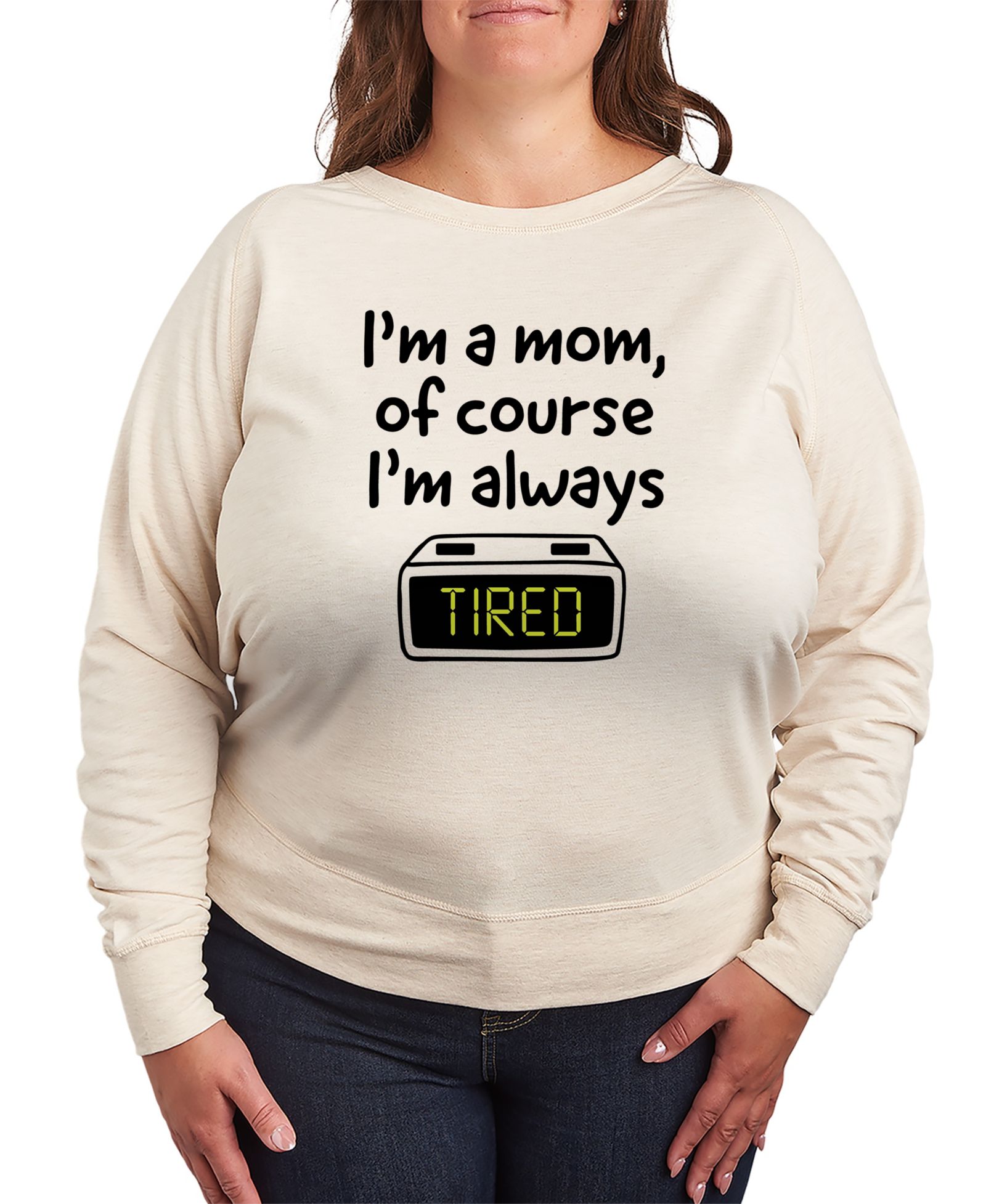 Hybrid Apparel Plus Size футболка с длинным рукавом French Terry с принтом Mom Of Course I'm Tired