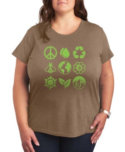 Hybrid Apparel Plus Size Instant Message Earth Day Grid Short-Sleeve Graphic T-Shirt