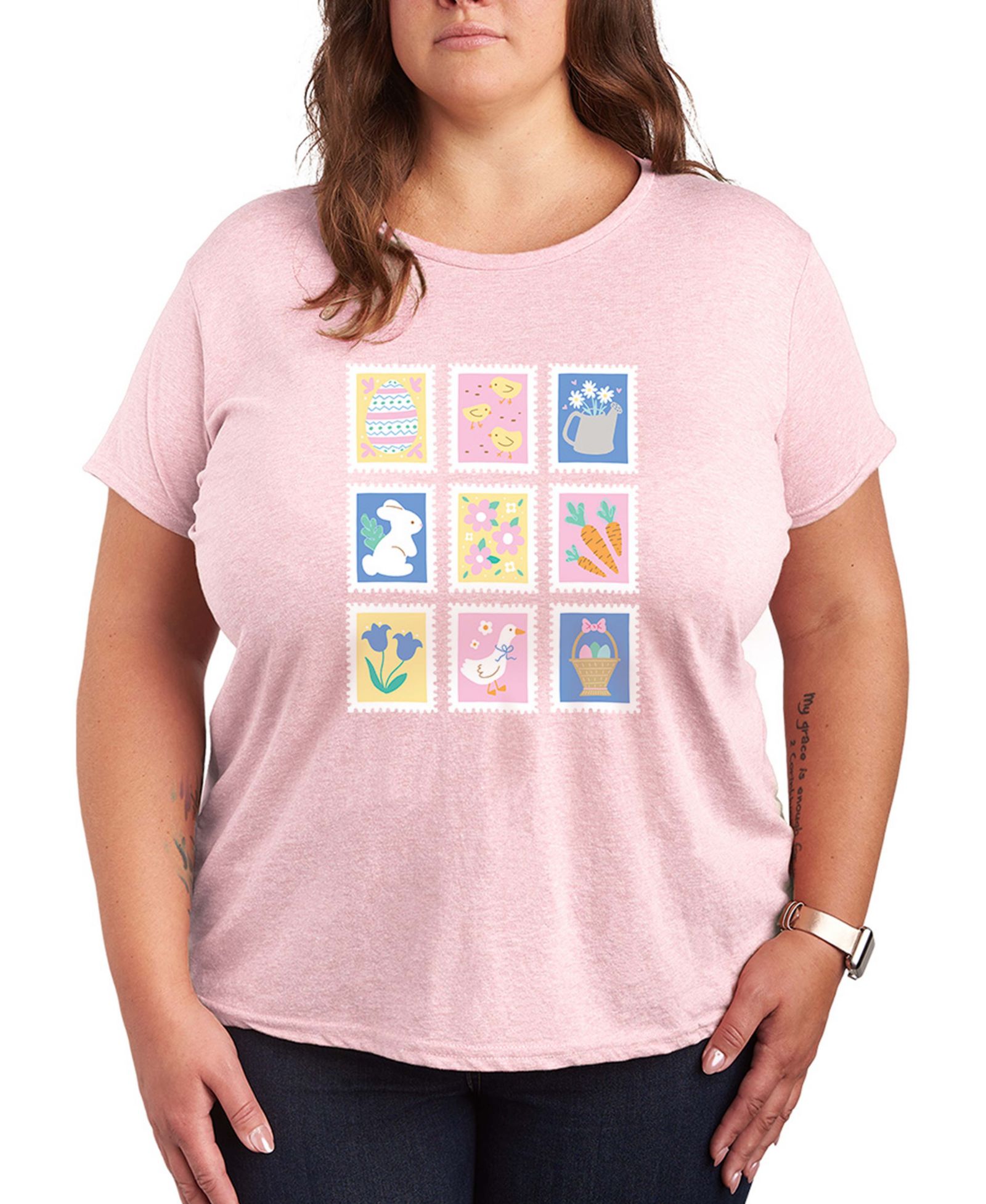 Футболка Hybrid Apparel Plus Size Instant Message Easter Stamps Short-Sleeve Graphic