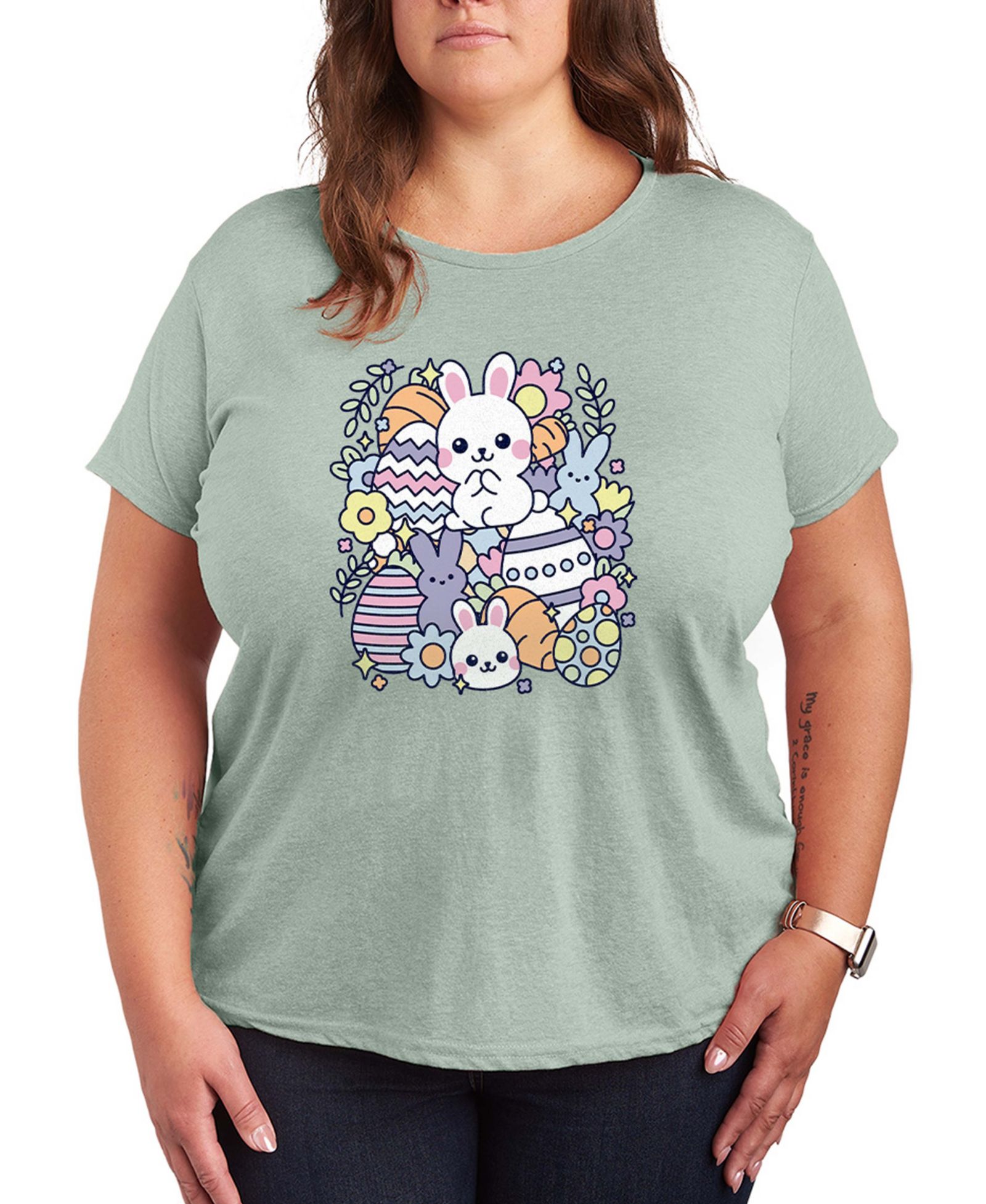 Женская футболка Hybrid Apparel Plus Size Instant Message Easter Sticker Collage с коротким рукавом
