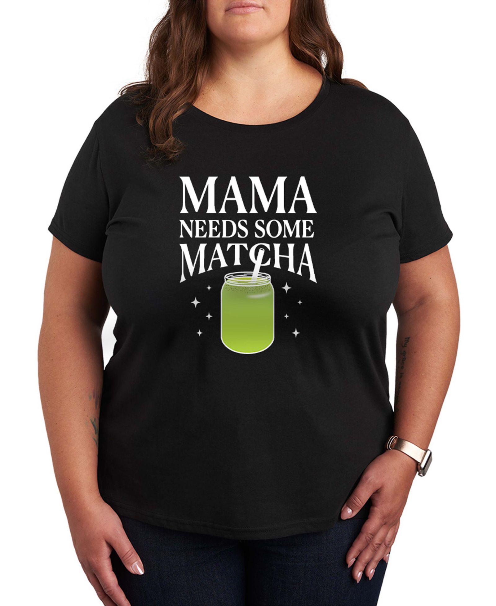 Женская футболка Hybrid Apparel Plus Size Instant Message Mama Needs Matcha