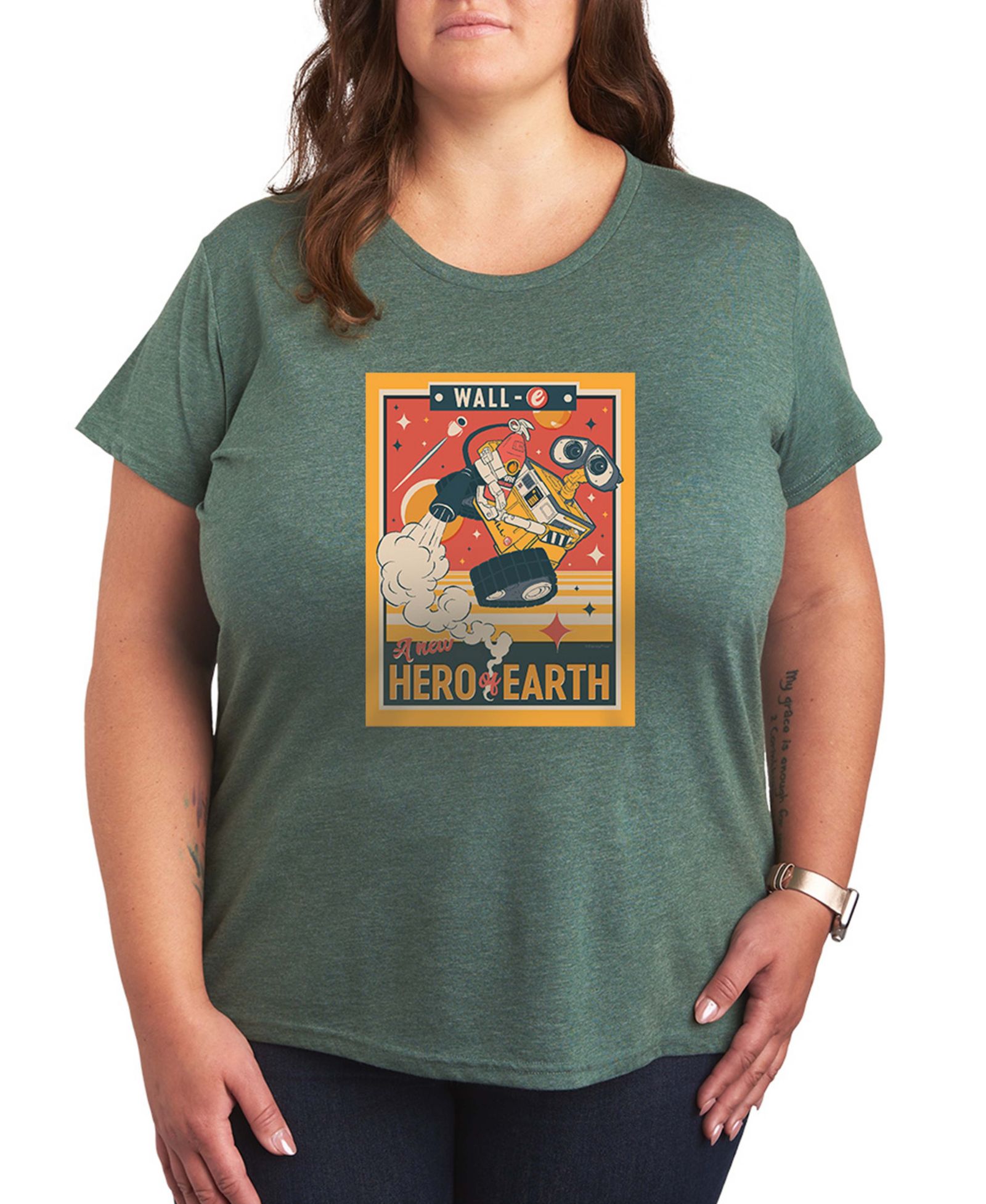 Hybrid Apparel футболка с принтом Wall-E New Hero Of Earth, Plus Size, с коротким рукавом