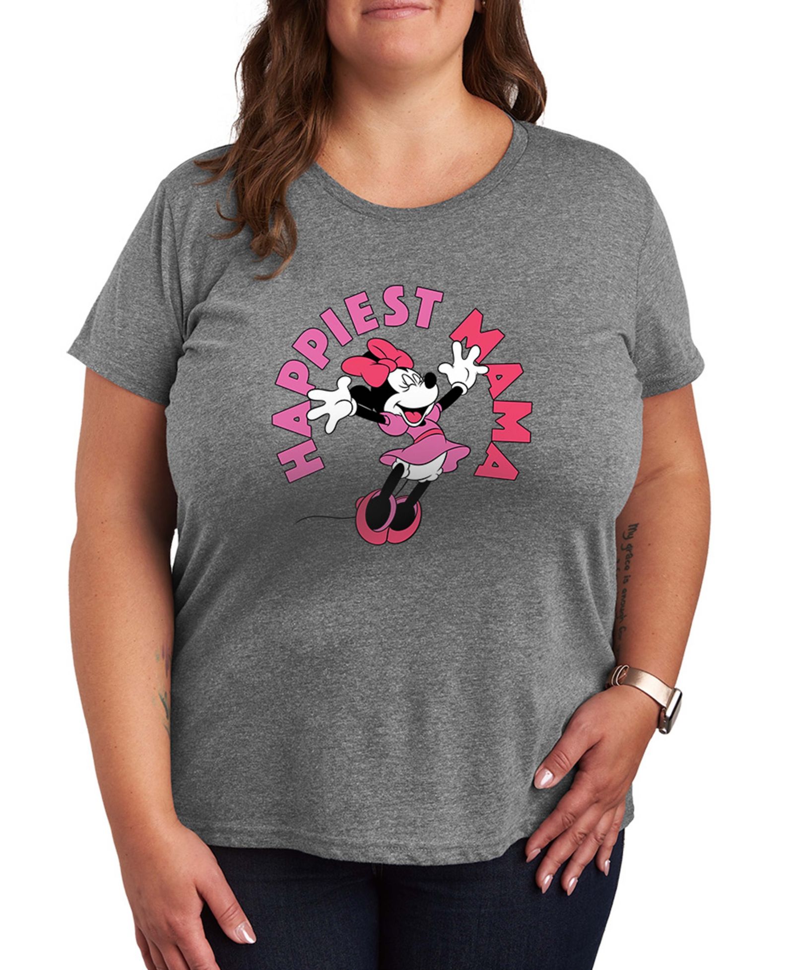 Женская хлопковая футболка Disney Happiest Mama Plus Size от Hybrid Apparel
