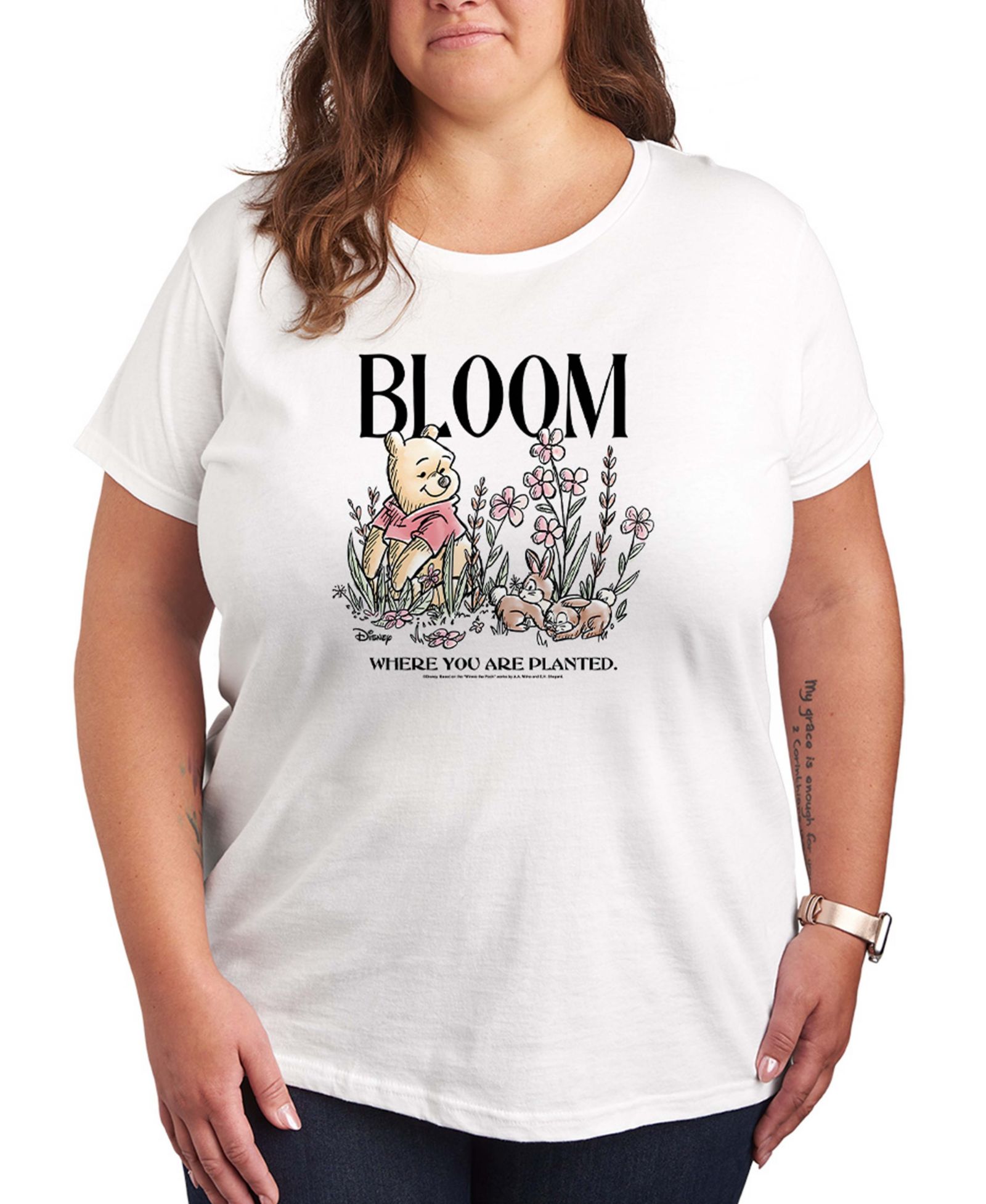 Hybrid Apparel Plus Size футболка Winnie The Pooh Bloom Where You Are Planted Short-Sleeve Graphic