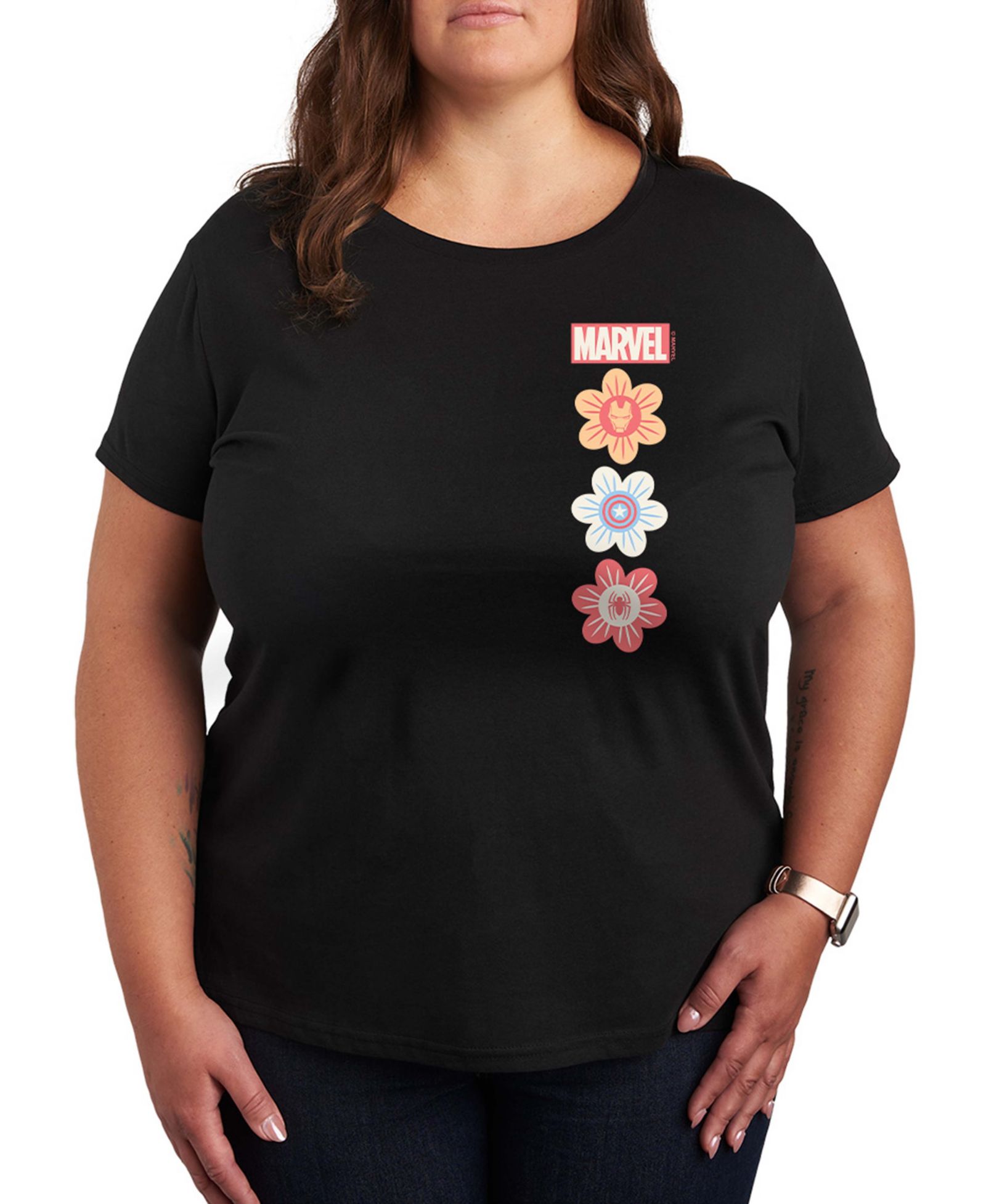 Hybrid Apparel Женская футболка с графическим принтом Marvel Pastel Spring, Plus Size