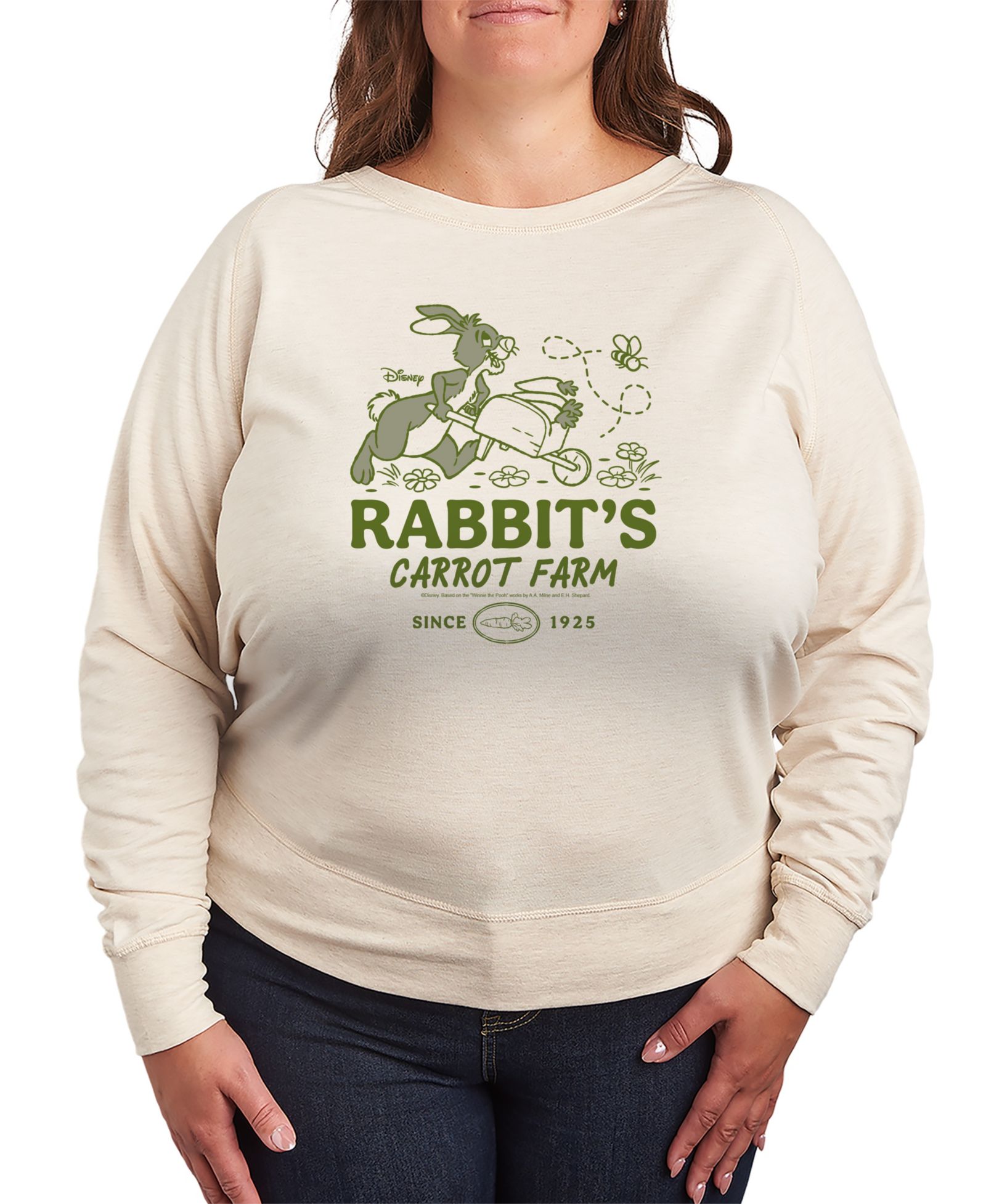 Футболка Hybrid Apparel Plus Size Winnie The Pooh Rabbit Carrot Farm French Terry с длинным рукавом