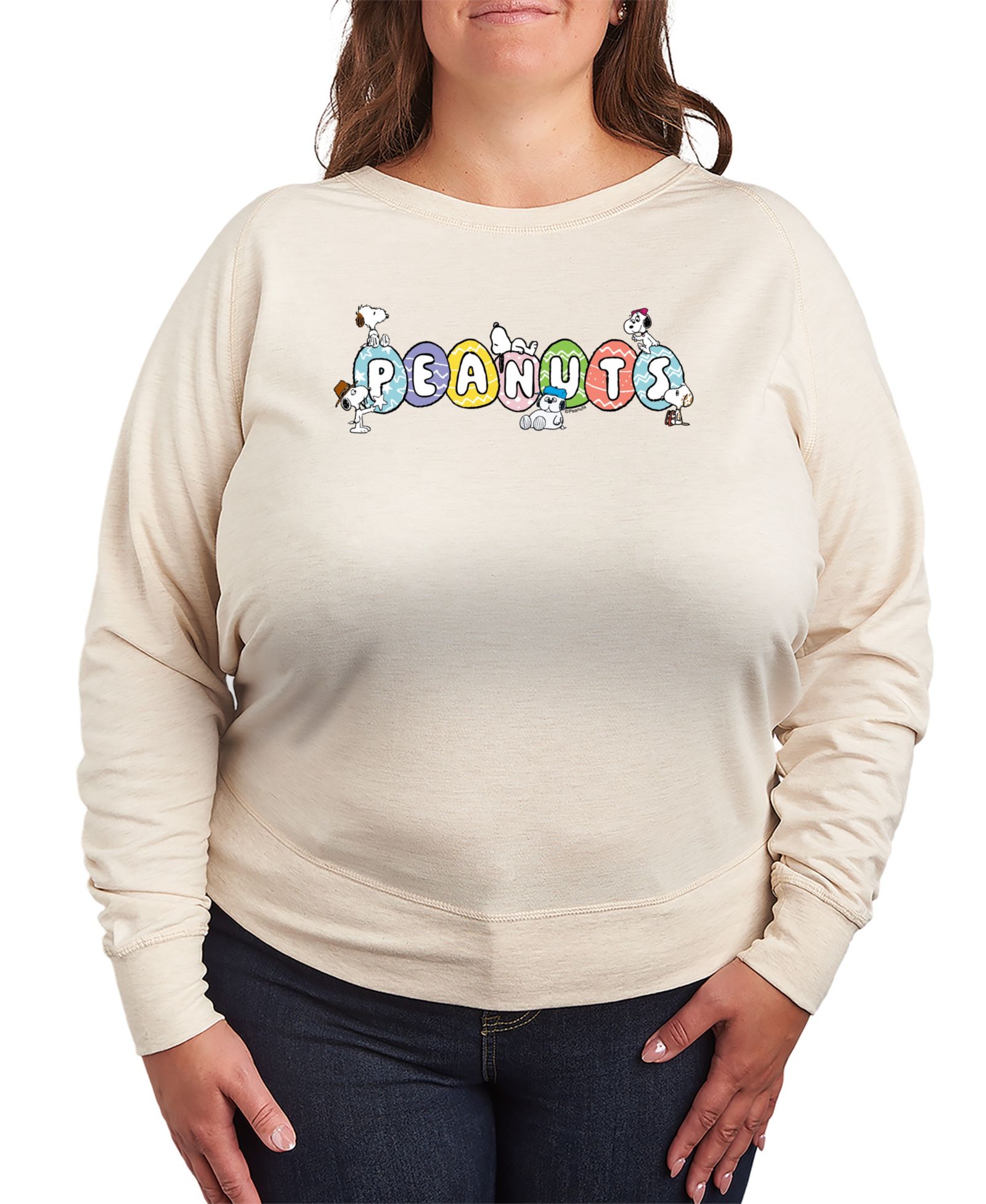 Футболка Hybrid Apparel Plus Size Peanuts Snoopy and Siblings Eggs French Terry Long-Sleeve