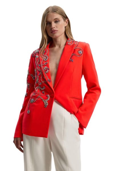 Karen Millen женский однобортный пиджак с декоративными элементами