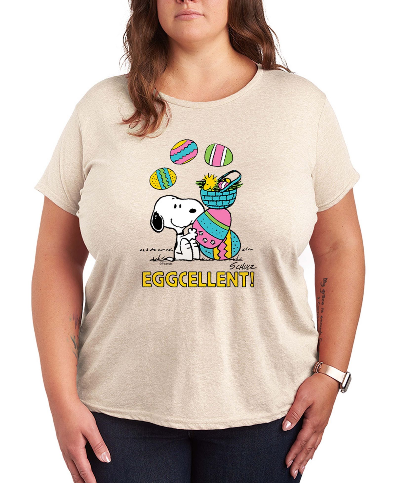 Графическая футболка Hybrid Apparel Plus Size Peanuts Eggcellent Snoopy Easter с коротким рукавом