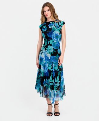 Connected Women's High-Neck Cap-Sleeve Mesh Dress