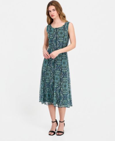 Connected Women's Round-Neck Sleeveless Mesh Panel Dress