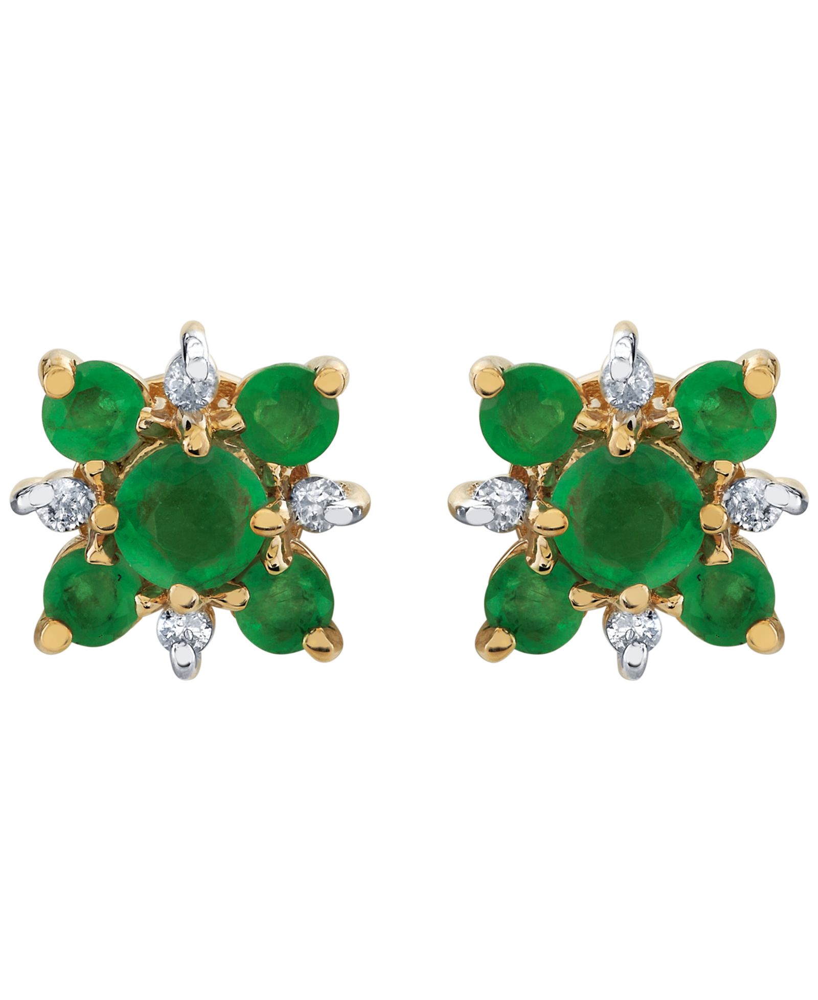Macy's Emerald (7/12 ct. t.w.) and Diamond Accent Earrings in 10k Yellow Gold