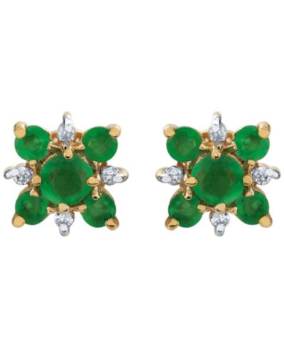 Серьги с изумрудом и бриллиантами Macy's в желтом золоте 10k