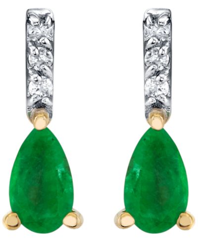 Macy's Emerald (1/2 ct. t.w.) and Diamond Accent Drop Earrings in 10k Yellow Gold