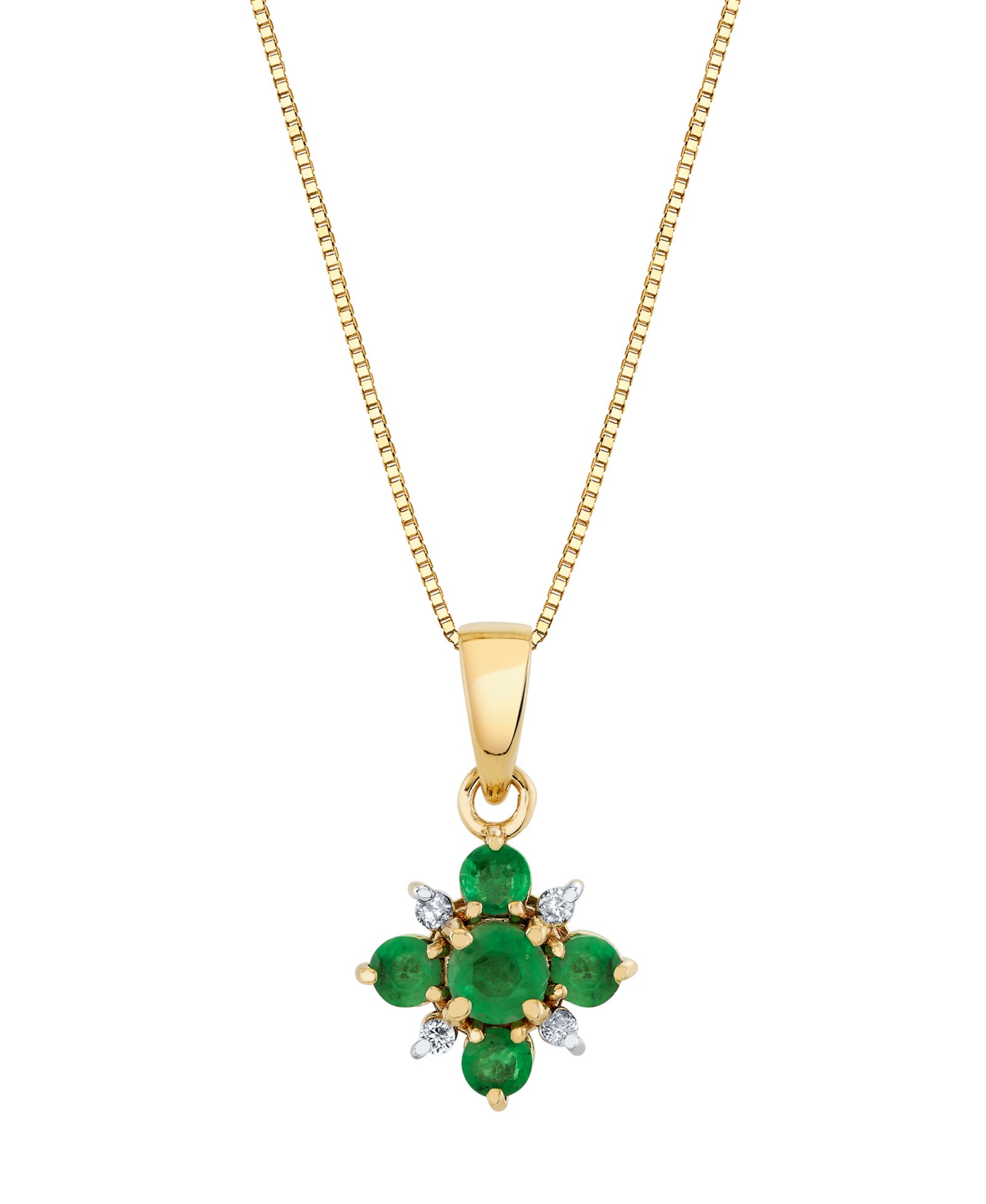 Ожерелье-подвеска Macy's Emerald & Diamond Accent в 10k Yellow Gold