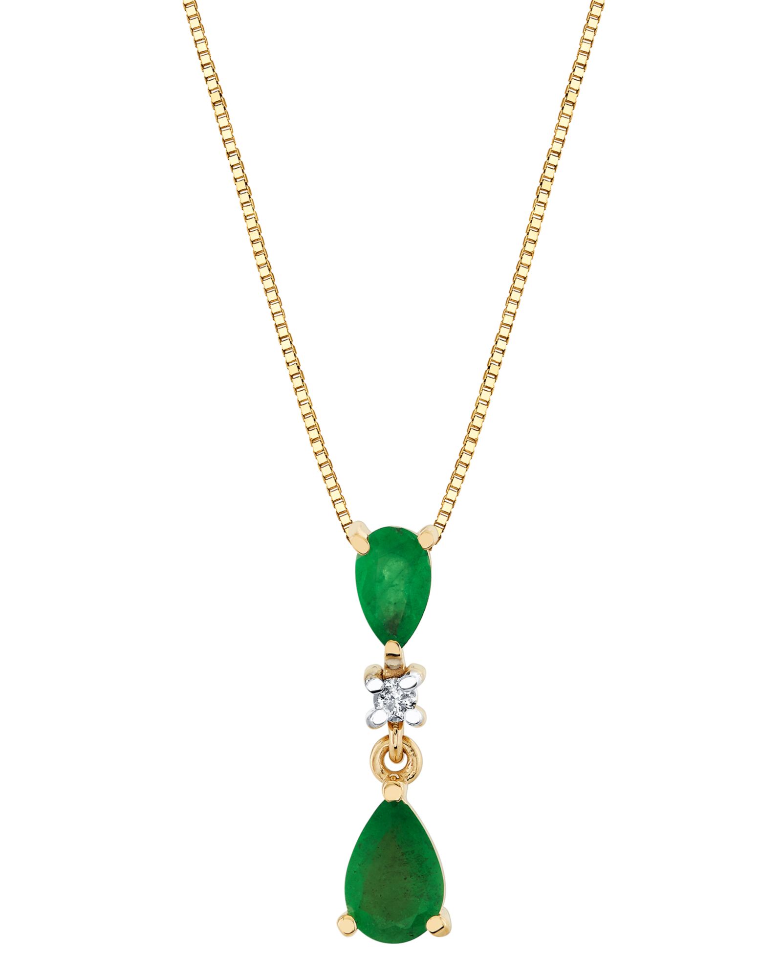 Подвеска с изумрудом (5/8 ct. t.w.) и бриллиантовыми акцентами из желтого золота 10k