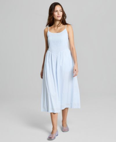 And Now This Women's Cotton Gingham Smocked Midi Dress, Macy's Exclusive