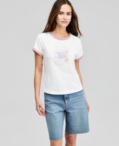 And Now This Women's Graphic Ringer T-Shirt, Macy's Exclusive