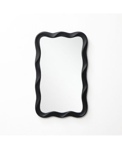 LuxenHome современное настенное зеркало из дерева MDF Wavy Rectangle 35.4" H x 21.65"